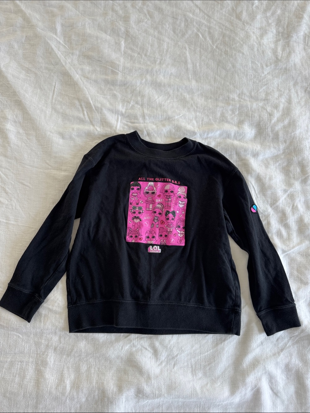 L.O.L. Surprise! Black Sweatshirt with Bright Pink Character Panel